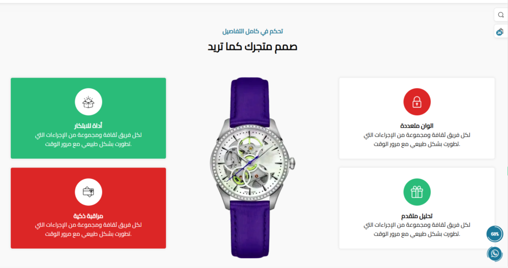 مميزات المنتج مع سلايدر الصور